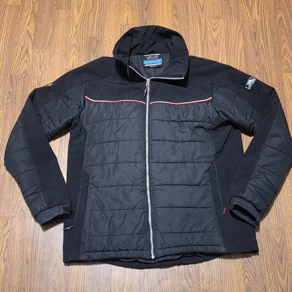 Trespass Coldheat TP50 Padded Winter Ski Jacket Mens Large Black Soft Shell E12
